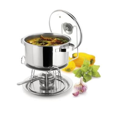 Imagem de Rechaud Inox 8,2 Litros Panela Buffet Restaurante Sopa Feijão Grande Com Difusor Calor Gastronomico