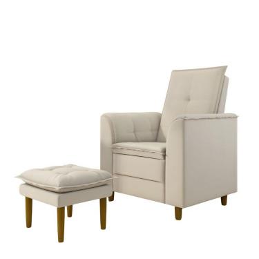 Imagem de Poltrona Decorativa Amamentação Reforçada E Puff Mavie Suede bege