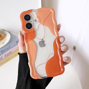 Imagem de DEFBSC Capa para iPhone 17, linda capa de telefone com estampa de arte ondulada transparente para mulheres e meninas, capa protetora durável com moldura ondulada, proteção total para câmera para