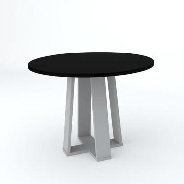 Imagem de Mesa Jantar Redonda Isabela 100x100cm Off White Preto