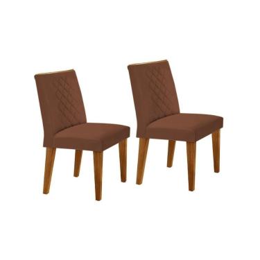 Imagem de Kit 2 Cadeiras De Cozinha Jade Madeira Capuccino-suede Marrom - Rufato