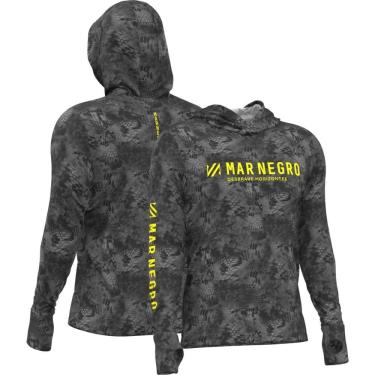 Imagem de Camiseta de pesca manga longa com capuz Mar Negro Sublimada capuz Dark com proteção UV50+