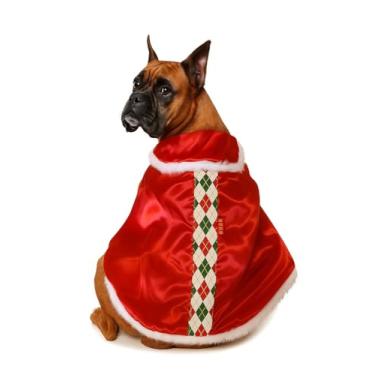 Imagem de Roupa Capa de Natal Pet para Roupinha Cachorro DUPLA FACE 63X71cm ideal para Shiba, Border Colie, buldog Francês, Pit Bull, Boxer (17 a 23 kilos)