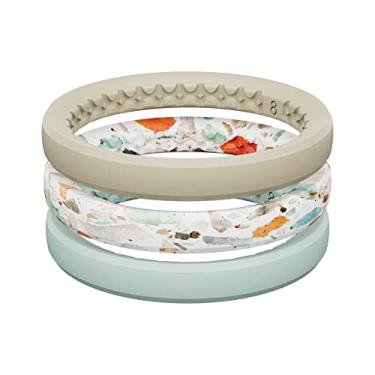 Imagem de Groove Life Anel de silicone empilhável anéis de casamento de borracha respirável para mulheres, cobertura vitalícia, design exclusivo, anel de ajuste confortável, 9, Silicone, Sem pedra preciosa