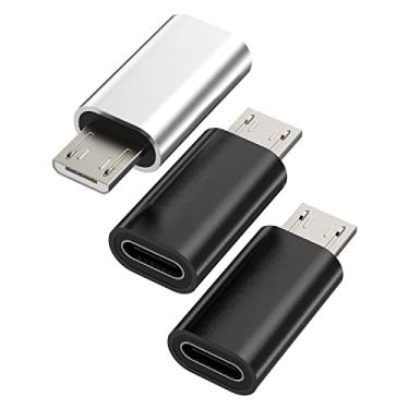 Imagem de Adaptador USB C fêmea para micro USB macho (pacote com 3) cabo carregador tipo C conversor Android para iPad cabo de carregamento compatível com Galaxy S7 S6 Edge Nexus 5 LG 4 K40 20 MP3 Sony PS4