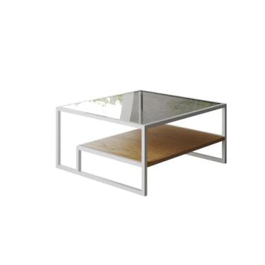 Imagem de Mesa De Centro Toledo Branca Com Tampos Canela e Vidro