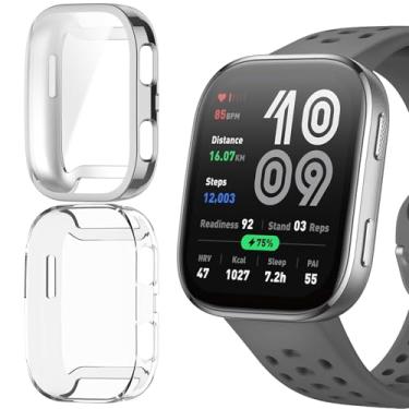 Imagem de HAOZHI 2Peças Película Protetora Compatível com Amazfit Bip 6,Capa Bumper Case de TPU para Amazfit Bip 6 Protetor de Tela (Prata+Transparente)