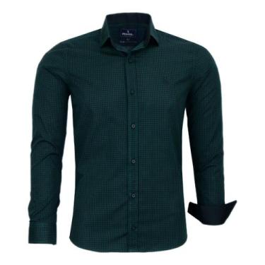 Imagem de Camisa Mini Xadrez Amil Masculina Slim Manga Longa Algodão Fio 50 Ref 