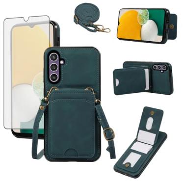 Imagem de Asuwish Capa de telefone para Samsung Galaxy A13 5G capa carteira com protetor de tela de vidro e alça transversal para pulso suporte de cartão acessórios celulares A04S M13 G5 A 13 2022 13A A135G SM