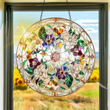 Imagem de Apanhador de sol de acrílico colorido, apanhadores de sol, decoração de janela com flores coloridas, arte de parede de criador de arco-íris, para quarto, varanda, interior e exterior, jardim, enfeites