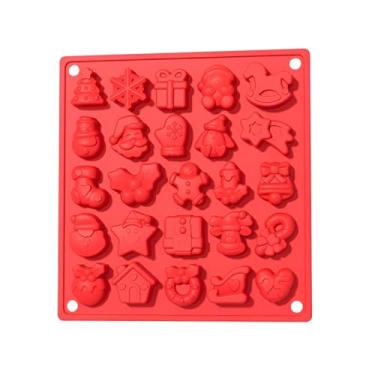 Imagem de Wetco Molde de silicone de Natal com 20 cavidades/molde de doces de Natal/Molde de chocolate de Natal/Molde de biscoito de Natal (vermelho)