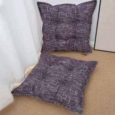 Imagem de SINSOSSO Almofadas de cadeira grandes, espessas de 55,88 cm, espuma viscoelástica quadradas, antiderrapantes para suporte de costas de escritório/ioga interna/assentos no chão, roxo, 2 peças