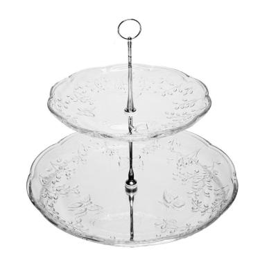 Imagem de Porta Doces de Cristal 2 Andares New Butterfly 20/26 x 24 cm Lyor