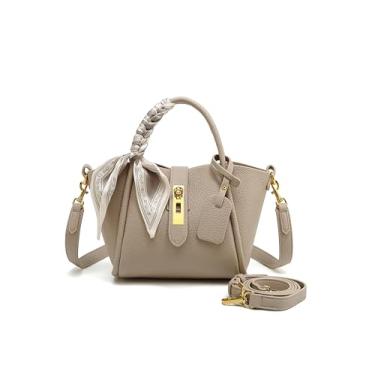 Imagem de Bolsa de ombro feminina, carteira feminina, bolsa vintage, bolsa transversal de couro sintético com alça de ombro ajustável, Damasco, Small, Bolsa quadrada pequena transversal