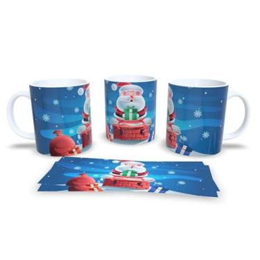 Imagem de Caneca de Natal com Desenho de Inverno, Porcelana Branca, Estampa Festiva com Papai Noel e Animais, Tema Natalino (2)