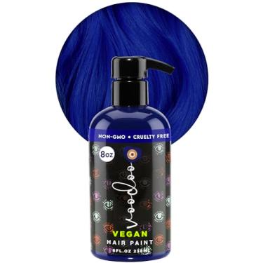 Imagem de MOEHAIR Tintura de cabelo semipermanente | Tintura de cabelo azul escuro 227 g | Sem amônia, sulfato ou parabenos | Vegano e sem crueldade | Tintura de cabelo azul Voodoo Serenity | Suave, misturável