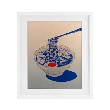 Imagem de Stupell Industries Tigela de macarrão ramen gradiente branco emoldurado sob vidro, design por Seven Trees Design, 40,6 x 33,5 cm