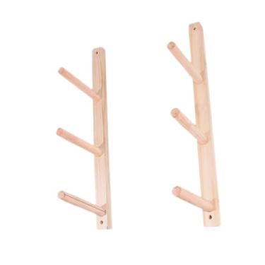 Imagem de DimyFew 2 Pçs de Madeira Esteira de Armazenamento Rack Titular Ginásio Organizador Gancho para Faixas de Resistência, 3 níveis