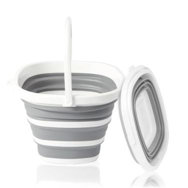 Imagem de Balde dobrável, balde de água dobrável de 2,6 litros de 10L com alça, pia portátil para limpeza, balde de esfregão, lavagem de carro, acampamento e uso doméstico