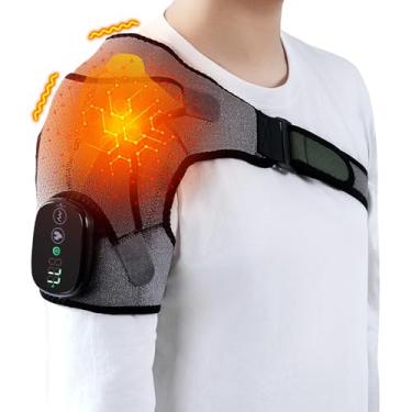 Imagem de IvyWorkshop Faixa De Ombro Aquecida Sem Fio, Suporte De Ombro Aquecido Com Vibração, Almofada De Aquecimento De Ombro Para Manguito Rotador E Ombro Congelado, Bateria De 5000 Mah, Massageador De Omb