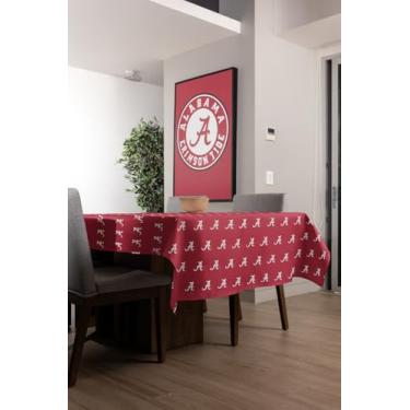 Imagem de Toalha de mesa descartável Alabama Crimson Tide, 2,7 m x 1,4 m para decoração de aniversário, formatura e dia de jogo de futebol americano (1 retângulo de plástico de 2,8 m) (Alabama Crimson Tide)