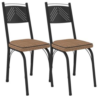 Imagem de Kit 2 Cadeiras Tubular Europa 151 Preto Assento Rattan Artef Rattan