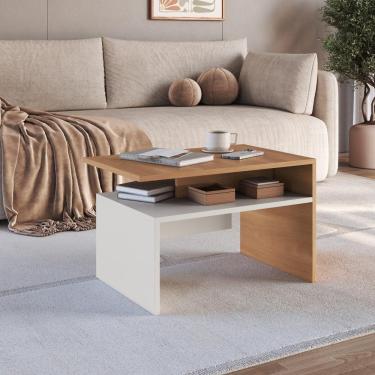 Imagem de Mesa De Centro Montana Com Duas Prateleiras Abertas Freijó/off White J Carvalho