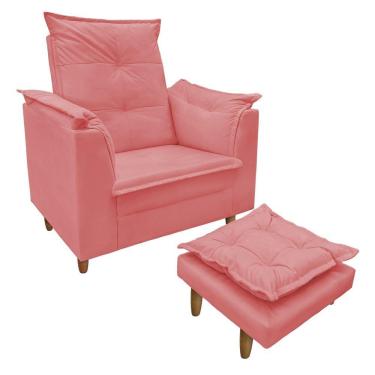 Imagem de Poltrona De Amamentação Com Puff Isabella Luxo Isa Estofados Cor:rosa