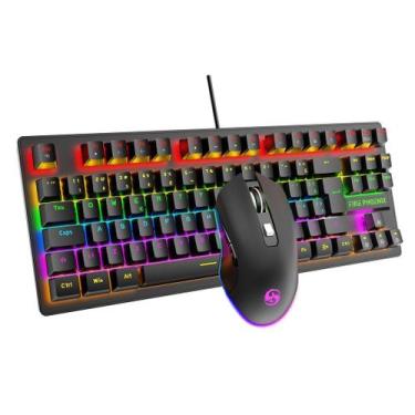 Imagem de Kit Teclado Mouse Mecânico Abnt2 Gamer Rgb Switch Blue Be-k1 - Keedi, 
