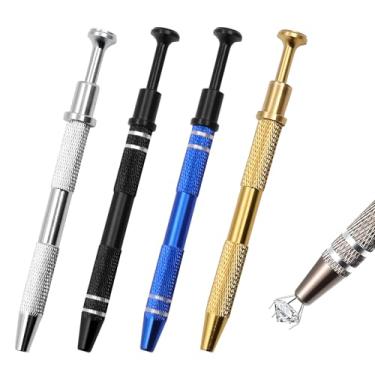 Imagem de Conjunto de ferramentas de coleta de joalheiro – Caneta de 4 garras, ferramenta para agarrar bolas de piercing, pinças de garra de diamante (4 peças de aço inoxidável para joias, unhas, artesanato