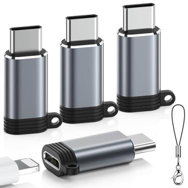 Imagem de LERTOSEN Pacote com 4 adaptadores Lightning para USB C, carregamento rápido e sincronização de dados para iPhone 15/16/17 Pro/Pro Max, acessório adaptador de carregador (não para áudio/OTG)
