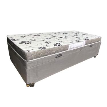 Imagem de Cama Box Báu Solteiro + Colchão Harmony - Imperium do Sono - Acabamento Reforçado (Suede Cinza)
