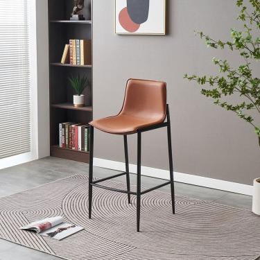 Imagem de Banqueta Para Cozinha Em Courino E Base Aço Eulália Marrom-grafite