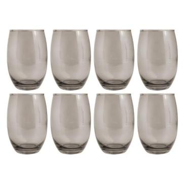Imagem de Copos de Vidro 450ml Cinza California Agua Suco Vinho 8 Unid - PRATICA