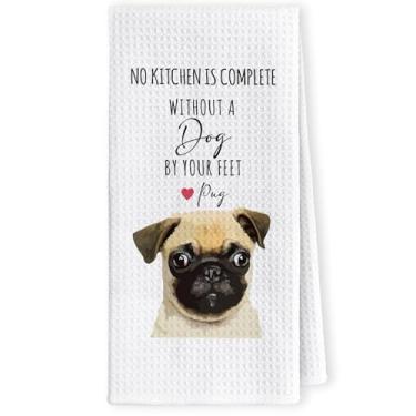 Imagem de LKETW Toalhas de cozinha engraçadas Pug - presentes pug para mulheres, toalha de mão, amantes de cães, mãe, pai, dono, presentes para mulheres, presente para amantes de animais de estimação, toalha de