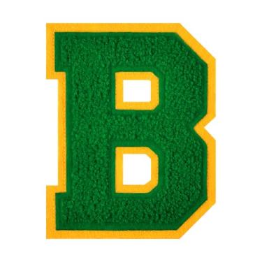 Imagem de 1 Patch de letra de chenille verde de 11,4 cm – Adesivos do alfabeto para roupas, jaquetas, mochilas, chapéus para decoração personalizada, nome personalizado e artesanato. (B)