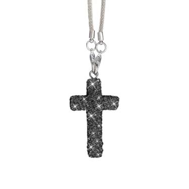 Imagem de HQRNYP Enfeite de pendurar no carro, acessórios para pendurar no espelho de carro, pingente de espelho retrovisor de veículo com strass de cristal cruzado, pingentes de cristal para decoração de