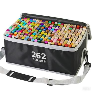 Imagem de IMAGLINTS Marcadores de álcool 262 cores com caneta de desenho de base, marcadores artísticos de ponta dupla para esboços de ilustrações de anime