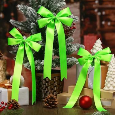 Imagem de Janinka 24 peças de decoração de arco de árvore de Natal decorações de laço de fita de cetim para grinalda enfeite de topo de árvore grande coquete escada lareira guirlanda casa natal decoração de