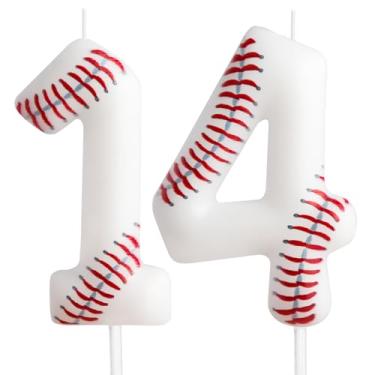 Imagem de Vela de aniversário, velas com número de aniversário com tema de beisebol, topo de bolo de vela para meninos, meninas, crianças, topo de bolo de aniversário, reuniões temáticas, suprimentos de festa