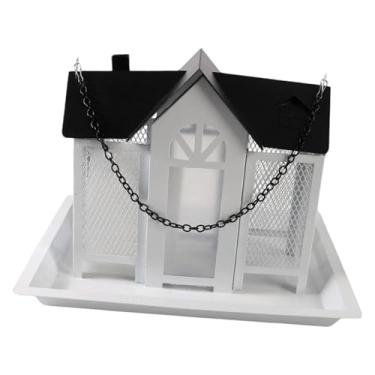 Imagem de ShengQuanHao Alimentador de Pássaros, Alimentadores de Pássaros Suspensos para Uso Externo, Decoração de Jardim, Comedouro em Forma de Casinha de Pássaros para Var, Branco