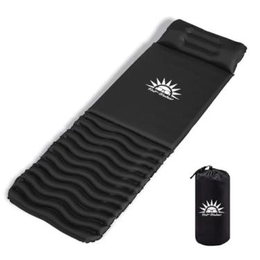 Imagem de Colchão Inflável para Camping, Leve e Confortável, Inclui Bomba e Bolsa de Transporte (Preto)