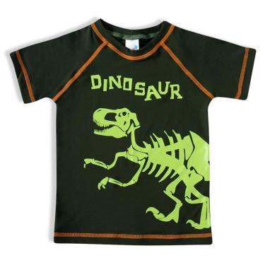 Imagem de Camiseta Praia Infantil Manga Curta Proteção UV Dino Verde Militar Tip Top-Masculino