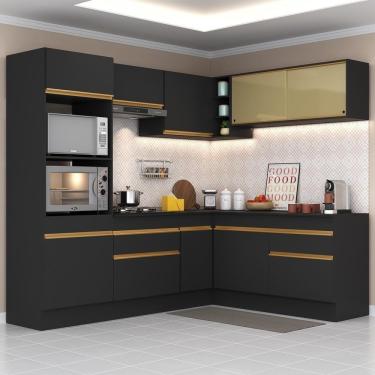 Imagem de Cozinha Completa De Canto Mp2099 Com Armário E Balcão Preta