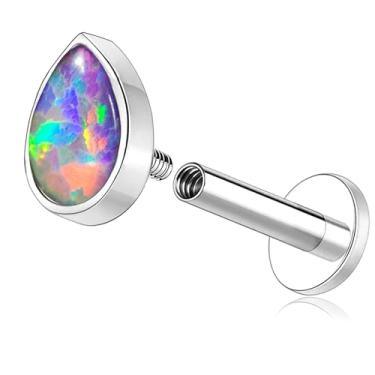 Imagem de G23 titânio opala stud hélice cartilagem tragus piercing joia para mulheres, 16G 6 mm barra 1 peça (roxo-1 peça, barra 16G-6 mm)