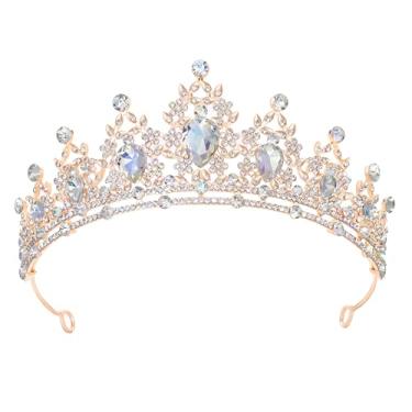 Imagem de Tiara de princesa e coroa para mulheres, tiaras de casamento para meninas nupciais, tiaras e coroas de cristal, faixa de cabeça de strass, acessórios de cabelo de metal para fantasia, festa de
