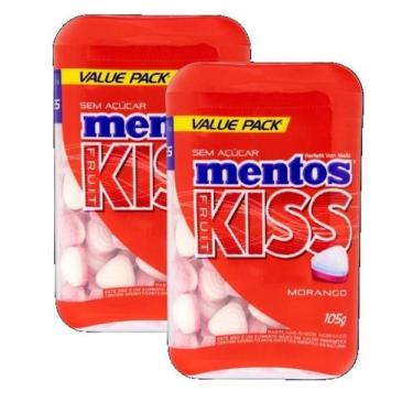 Imagem de kit 2 Mentos Kiss Potão Sabor Morango 105g