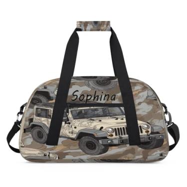 Imagem de Bolsa esportiva personalizada, caminhão de desenho animado colorido com nome, bolsa de dormir personalizada, bolsa de fim de semana, bolsa de treino para dança, balé, academia, ginástica, mala, viagem