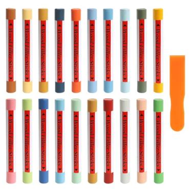 Imagem de XLWJBES Bastões de enchimento de madeira, 20 cores de cera de reparo de madeira, marcadores de móveis, kit de retoque para reparar arranhões, amassados, rachaduras, furos em pisos e móveis, série de