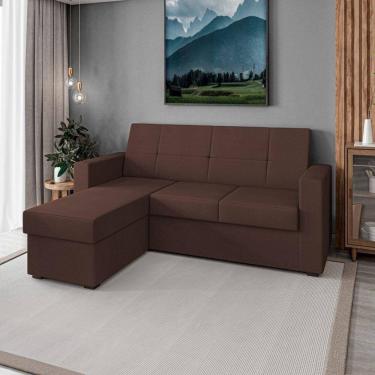Imagem de Sofá Retrátil 3 Lugares com Chaise Flash 190x140cm Yescasa Marrom